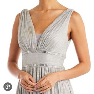 Morgan & Co silver metallic rhinestone dress, size 6, bridesmaid dress